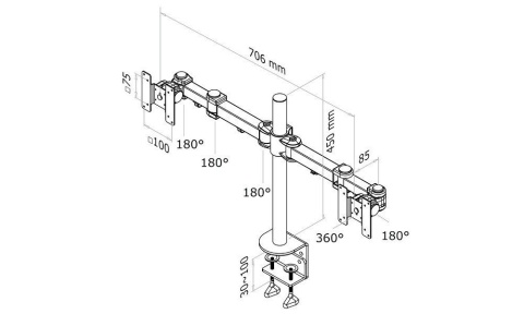 Uchwyt biurkowy na dwa monitory do 27" Neomounts FPMA-D960D